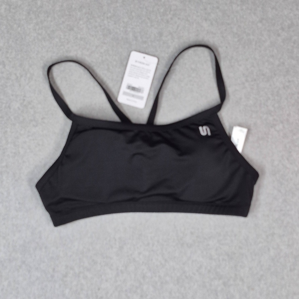 Syrokan Women Sports Bra XL Black Wireless Crossback Pullover NWT